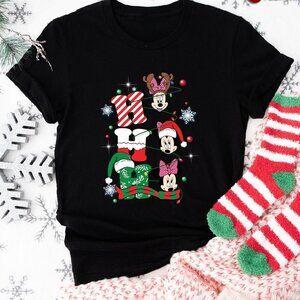 Disney T-Shirt Minnie Mouse Ho Ho Ho Christmas Ornament Graphic Tee 81